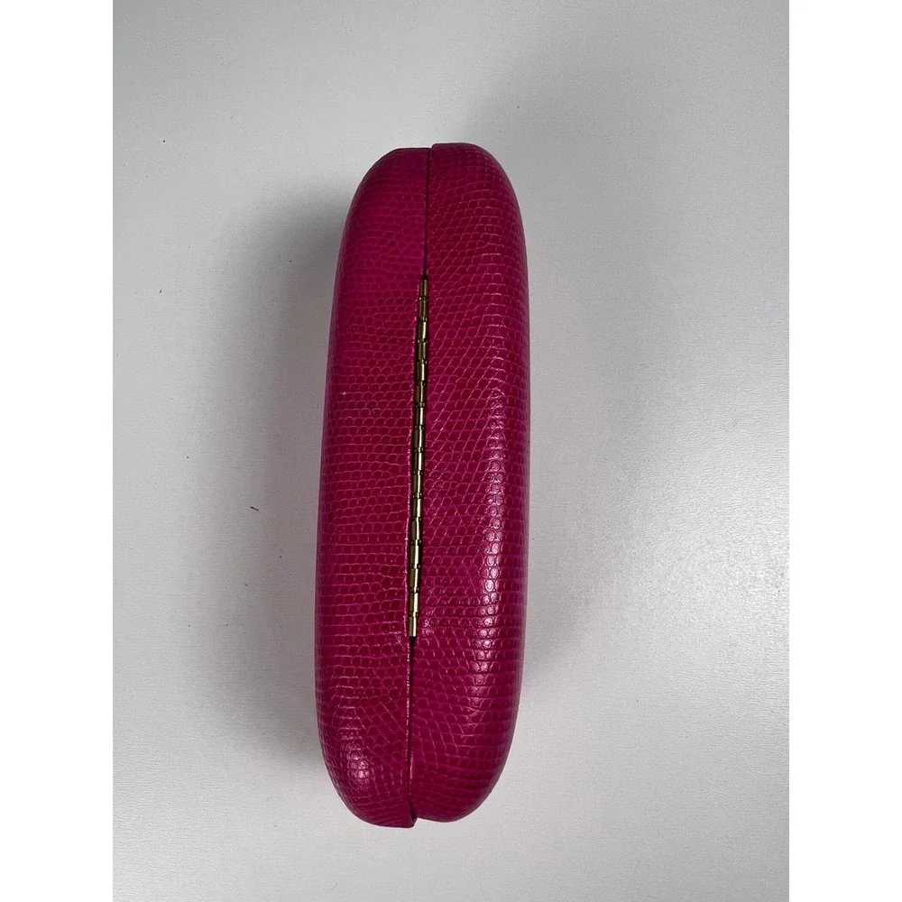 Lilly Pulitzer Eyeglass Case Hard Shell Pink Lizard Embossed‎ Gold Logo